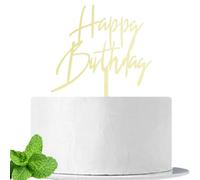JIEEIN Happy Birthday Cake Topper, Mirror Gold Acrylic
