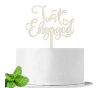 JIEEIN Just Engaged Cake Topper, Natural Wood