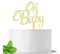 JIEEIN Oh Baby Cake Topper, Mirror Gold Acrylic, Baby Shower Decoration