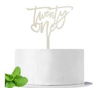 JIEEIN Twenty One Cake Topper Natural Wood