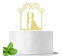 JIEEIN Wedding Cake Topper Mr and Mrs Mirror Gold Acrylic