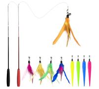 Jieffifa Retractable Cat Wand Toy with Feather Refills - Interactive Durable Teaser for Indoor Cats to Exercise, Chase & Jump (9 Replaceable Attachments)