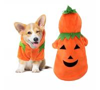 JIEFULL Dog Pumpkin Costume for Dogs, Halloween Puppy Outfit with Pumpkin Hoodie, Cute Pet Halloween Apparel for Small Breeds, Pumpkin Dog Costume for Medium to Large Dogs(Small)