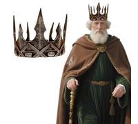 JIEFULL Medieval King Crown Prop Monster Prince Tiara Costume Accessories for Men Halloween Cosplay Stage Prom Royal Decoration(Diamond, Copper)