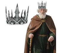 JIEFULL Medieval King Crown Prop Monster Prince Tiara Costume Accessories for Men Halloween Cosplay Stage Prom Royal Decoration(Diamond, Silver)