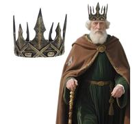 JIEFULL Medieval King Crown Prop Monster Prince Tiara Costume Accessories for Men Halloween Cosplay Stage Prom Royal Decoration(Diamond, Gold)