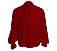 JIEFULL Mens Pirate Shirt Ruffle Puffy Colonial Frilly Steampunk Blouse