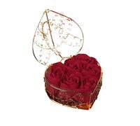 jieGorge 6 Rose Soap Flower Gift Box Valentine's Day Gift Birthday Gift Simulation Soap, Artificial Flowers for Easter Day (Red)