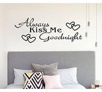 jieGorge Always Kiss Me Goodnight Home Decor Wall Sticker Decal Bedroom Vinyl Art Mural, Home Decor for Easter Day (Black)