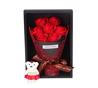 jieGorge Artificial Rose Flower Leaf Bridal Bouquet Wedding Home Decoration, Home Decor for Easter Day (Red)