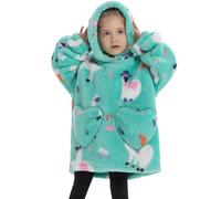 jieGorge Blanket Hoodie for Kids Age 2-6 Years Warm Cozy Pullover Oversized Extra Long Blanket Fluffy Giant Comfortable Home Hooded Sweatshirt with Pocket for Little Girls Boys Mint Green