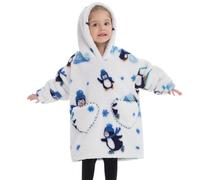 jieGorge Blanket Hoodie for Kids Age 2-6 Years Warm Cozy Pullover Oversized Extra Long Blanket Fluffy Giant Comfortable Home Hooded Sweatshirt with Pocket for Little Girls Boys White