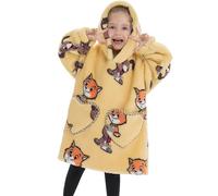 jieGorge Blanket Hoodie for Kids Age 2-6 Years Warm Cozy Pullover Oversized Extra Long Blanket Fluffy Giant Comfortable Home Hooded Sweatshirt with Pocket for Little Girls Boys Light Yellow