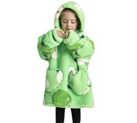 jieGorge Blanket Hoodie for Kids Age 2-6 Years Warm Cozy Pullover Oversized Extra Long Blanket Fluffy Giant Comfortable Home Hooded Sweatshirt with Pocket for Little Girls Boys Light Green