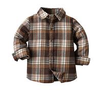jieGorge Boys Long Sleeve Shirts Tops Age 4-5 Years Plaid Lapel Tops Regular Fit Casual Comfortable Cotton Checked Button Down School Shirts Boy Clothes for Various Occasions