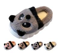 jieGorge Children's Plush Slippers Cute Cartoon Panda Fall Winter Warm Cozy Furry Memory Foam Girls Slip On House Shoes, Non-Slip Indoor Outdoor Slippers for Boys Girls Grey
