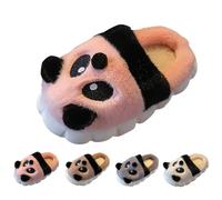 jieGorge Children's Plush Slippers Cute Cartoon Panda Fall Winter Warm Cozy Furry Memory Foam Girls Slip On House Shoes, Non-Slip Indoor Outdoor Slippers for Boys Girls Pink