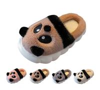 jieGorge Children's Plush Slippers Cute Cartoon Panda Fall Winter Warm Cozy Furry Memory Foam Girls Slip On House Shoes, Non-Slip Indoor Outdoor Slippers for Boys Girls Coffee