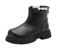 jieGorge Girls Ankle Boots Kids Comfortable Slip on Lug Sole Chelsea Booties Low Heel Side Zipper Fall Winter Casual Lightweight Durable Anti-Slip Boots for Toddler Kid Black