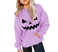 jieGorge Girls Boys Hoodie Halloween Pumpkin Print Sweatshirt Kids Long Sleeve Tops Halloween Oversized Pullover Hoodies Sweatshirts Childrens Clothes with Pockets Age 3-4 Years Purple