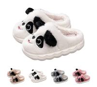 jieGorge Kids Plush Slippers Cute Cartoon Panda Fall Winter Slip-On Slippers Children's Fuzzy Soft Warm Memory Foam House Shoes, Non-Slip Indoor Outdoor Shoes for Boys Girls Age 2-11 Years White