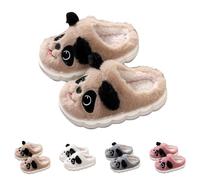 jieGorge Kids Plush Slippers Cute Cartoon Panda Fall Winter Slip-On Slippers Children's Fuzzy Soft Warm Memory Foam House Shoes, Non-Slip Indoor Outdoor Shoes for Boys Girls Age 2-11 Years Brown