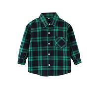 jieGorge Kids Toddler Shirt Plaid Long Sleeve Lapel Button Down with a Pockets Boys Girls Classic Check Soft Comfortable Casual Shirt Top Coat Outwear for Children Green