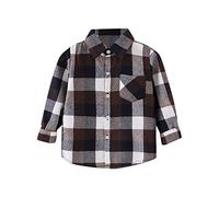 jieGorge Kids Toddler Shirt Plaid Long Sleeve Lapel Button Down with a Pockets Boys Girls Classic Check Soft Comfortable Casual Shirt Top Coat Outwear for Children Brown