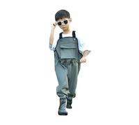 jieGorge Kids Waterproof Over Trousers Girls Rain Bib Pants Girls Mud Puddle Pants Childrens Adjustable Strap Lightweight Toddler Windproof Rainwear for Outdoor Play with Pocket Dark Blue