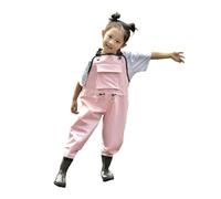 jieGorge Kids Waterproof Over Trousers Girls Rain Bib Pants Girls Mud Puddle Pants Childrens Adjustable Strap Lightweight Toddler Windproof Rainwear for Outdoor Play with Pocket Pink