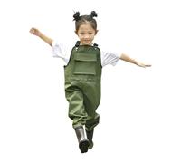 jieGorge Kids Waterproof Over Trousers Girls Rain Bib Pants Girls Mud Puddle Pants Childrens Adjustable Strap Lightweight Toddler Windproof Rainwear for Outdoor Play with Pocket Green