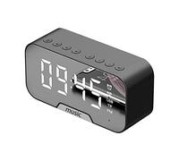 jieGorge Poratable LED Mirror Digital Alarm Clock Wireless Bluetooth Speaker, Small Appliances for Easter Day (Black)