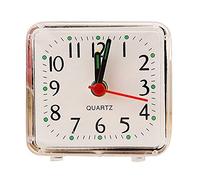 jieGorge Square Small Bed Compact Travel Quartz Beep Alarm Clock Cute Portable, Clock for Easter Day (White)