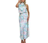 jieGorge Strawberry Dress Women's Sleeveless Lace Printed Satin Dress with Thin Temperament Petite Sexy Dress UK Size