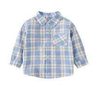 jieGorge Toddler Baby Boys Slim Fit Plaid Shirts Age 2-3 Years Cotton Long Sleeve Button Down Kids Casual Comfortable Classic Check Turn Collar School Uniform Dress Shirt with a Pocket Blue