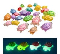 Jiehaojia 24Pcs Mini Luminous Turtles Resin, Miniature Figures, Glow in the Dark Colourful Mini Animals, DIY Micro Landscape Scenes, Tiny Turtles for Garden Decoration, Landscaping & Home Decoration
