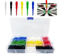 Jiehaojia 280Pcs Dart Tip Replacement Tips, Plastic Dart Tips, Soft Dart Tips, 2BA Standard Thread,Premium Replacement Dart Accessory with Plastic Box (Black White Yellow Red Blue Green)