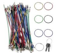 Jiehaojia Keychain, 70 Pcs Stainless Steel Cable Key Ring, 2mm, 6 Inch, Nylon Coated, Multicolor for Luggage Tags, Torches, ID Tag Guardian