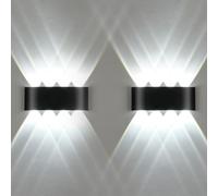 Jiehe LED Modern Wall Lights, 8W Aluminum Indoor Wall Sconce, IP65 Waterproof Outdoor Wall Wash Lights, 6000K Cool White for Living Room Stairs Balcony Corridor, 22x8x4.5cm, 2 Pack
