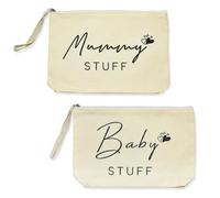JIEHU 2 Pcs Mum Bag, Baby Shower Gifts for Mum White Cosmetic Bags