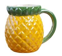 jiejack 1 Piece Creative Personality Mugs, Fruit Shape Ceramic Coffee Cup, Creative Ceramic Coffee Mug with Pumpkin Pineapple Coffee Cup with Lid for Home Decoration (D)