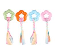 jiejack 4 Pieces Chew Toys for Dogs Puppy Dog Dental Toy Rubber Puppy Dog Chew Toy with Colourful Ropes, Interactive Dog Toy Made of Rubber and Cotton (C)