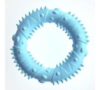 jiejack Hedgehog Shape Dog Chew Tool - TPR Environmentally Friendly Chew Ring with Sonic Whistle, Dental Care Chew Bar for Small to Medium Dogs for Teeth Cleaning and Relieving Boredom (Blue)