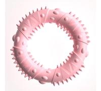 jiejack Hedgehog Shape Dog Chew Tool - TPR Environmentally Friendly Chew Ring with Sonic Whistle, Dental Care Chew Bar for Small to Medium Dogs for Teeth Cleaning and Relieving Boredom (Pink)