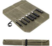 jiejack Knife Roll 7 Slot Canvas Knife Bag, Knife Roll Bag for Knives and Spoons, Waxed Canvas Chef's Knife Bag for Camping Hiking, olive green, Today's