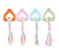jiejack Pack of 4 Chew Toys for Dogs Puppy Dog Dental Toy Rubber Puppy Dog Chew Toy with Colourful Ropes, Interactive Dog Toy Made of Rubber and Cotton (A)