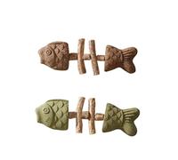 jiejack Set of 2 Cat Toy Herringbone - Matatabi Chew Toy & Teeth Cleaner - Realistic Bait Stick with Catnip - Creative Fried Fish Fishing Stick