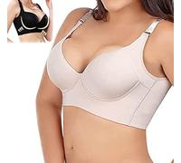 JIEJIAN Filfit Sculpting Uplift Bra, Fashion Deep Cup Bra Full Back Coverage Hides Back Fat Bra Plus Size (Beige,36F)