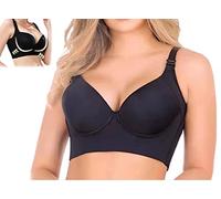 JIEJIAN Filfit Sculpting Uplift Bra, Fashion Deep Cup Bra Full Back Coverage Hides Back Fat Bra Plus Size (Black,46D)