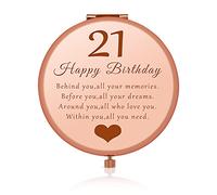 Jielahua 21st Birthday Gift for Her, Inspirational Daughter Sister Niece, Personalized Compact Pocket Makeup Mirror Girls, Happy Ideas Women